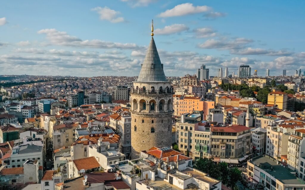 Aerial view of galata tower